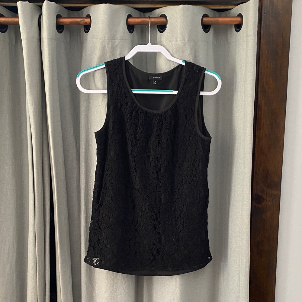 Talbots Black Lace Tank Top, Size 8